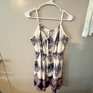 SHEIN White and Blue Midi Dress